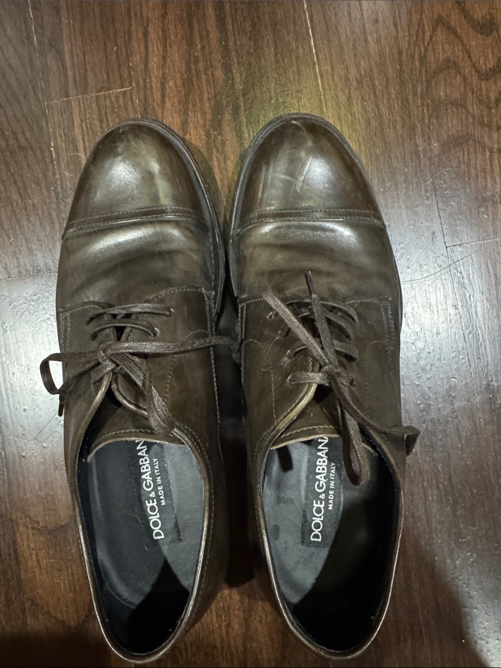 Dolce & Gabbana Dark Brown Leather Derby Oxfords